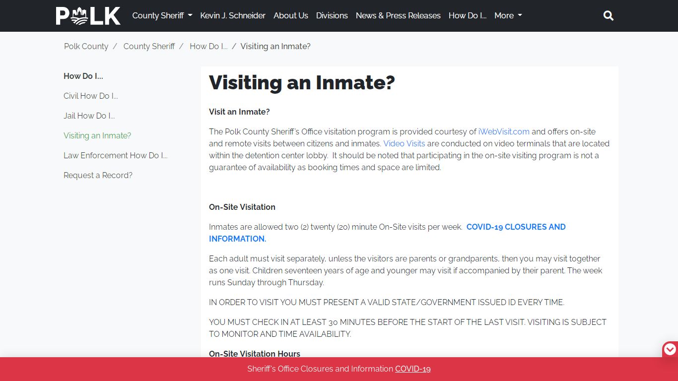 Visiting an Inmate? - Polk County Iowa